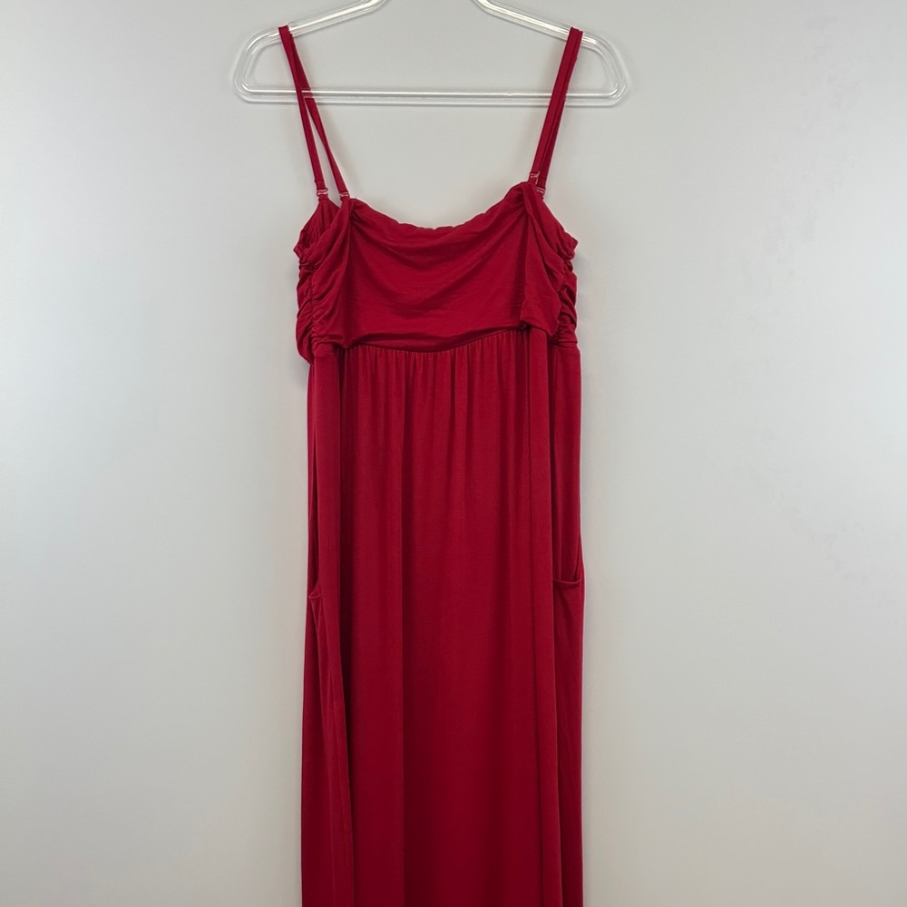 Soma Red Jersey Knit Spaghetti Strap Maxi Dress Lounge Travel Dress L - Picture 6 of 6
